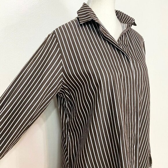 Striped Button Down Shirt - Black and White - Picture 4 of 9